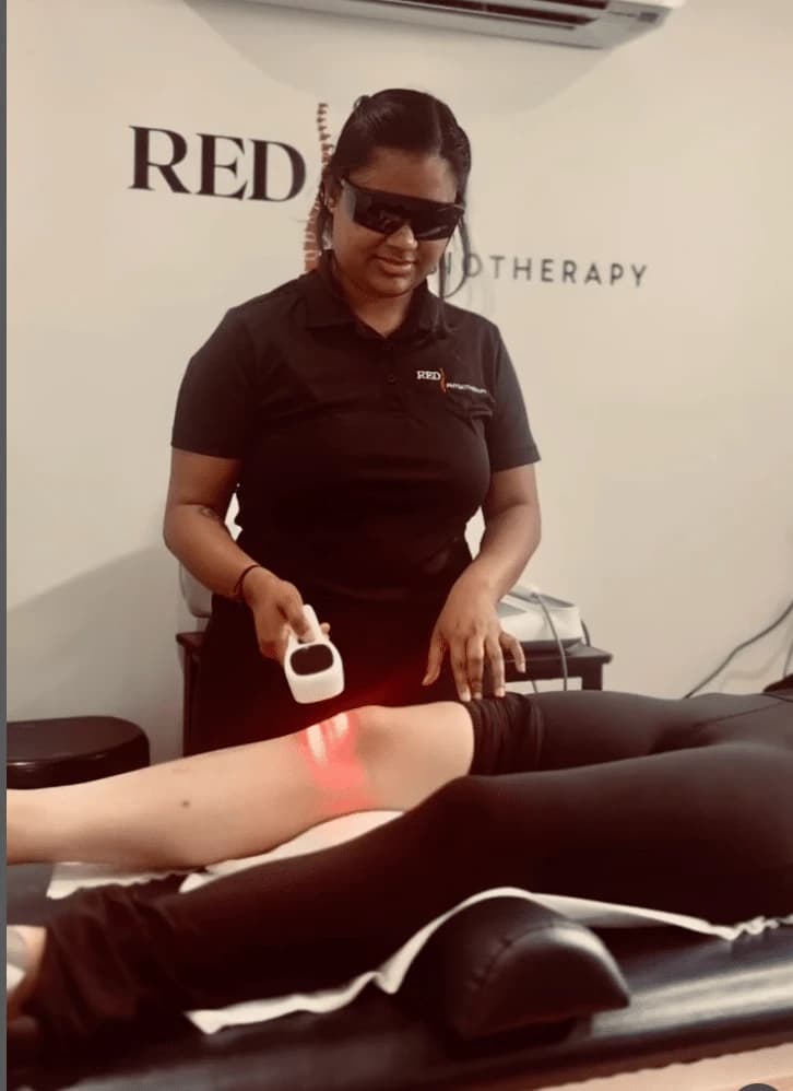 Infrared light therapy treatment penetrating deep tissue to promote natural healing and reduce inflammation